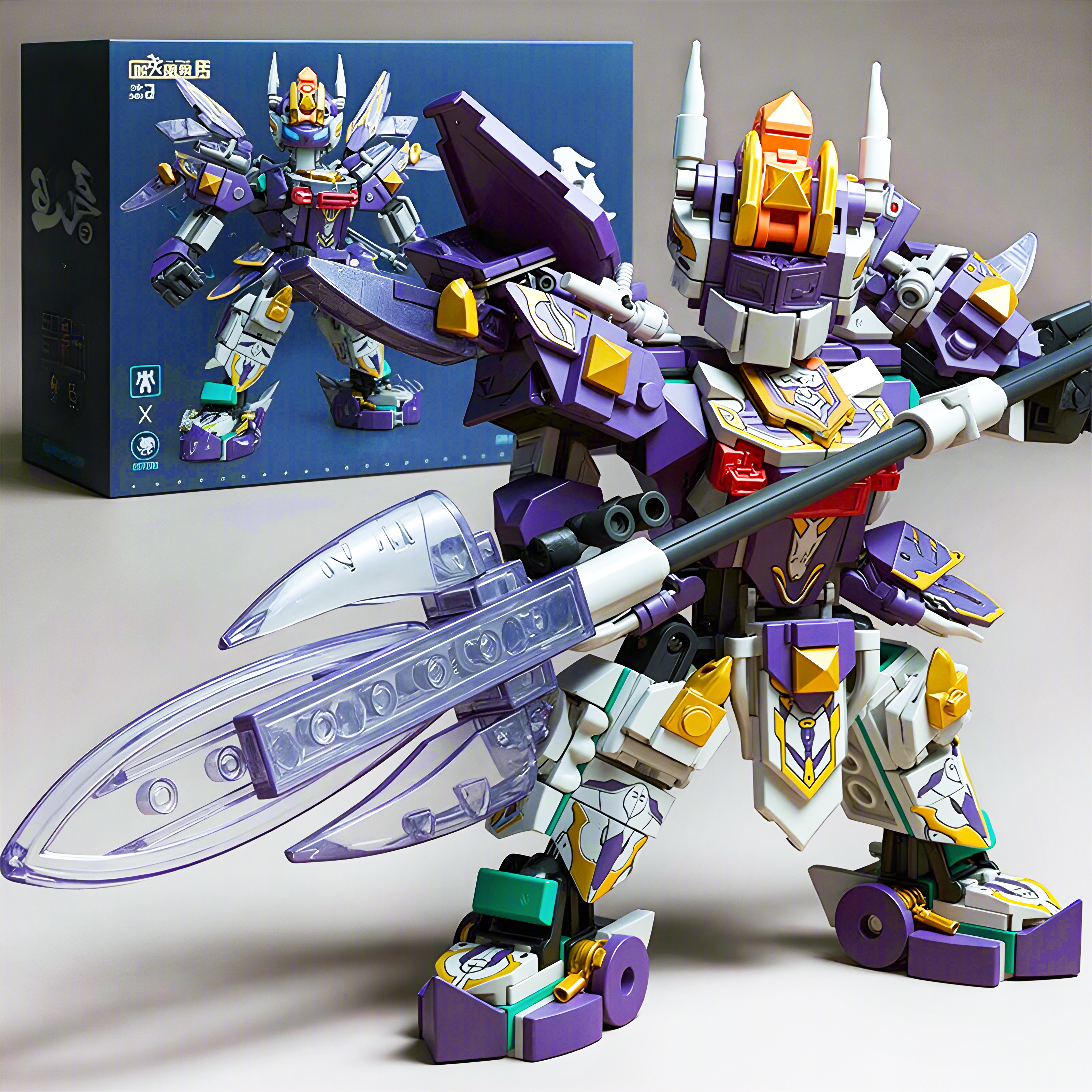 Model Kit Mecha - Superhero Mecha Building Blocks Purple Robot