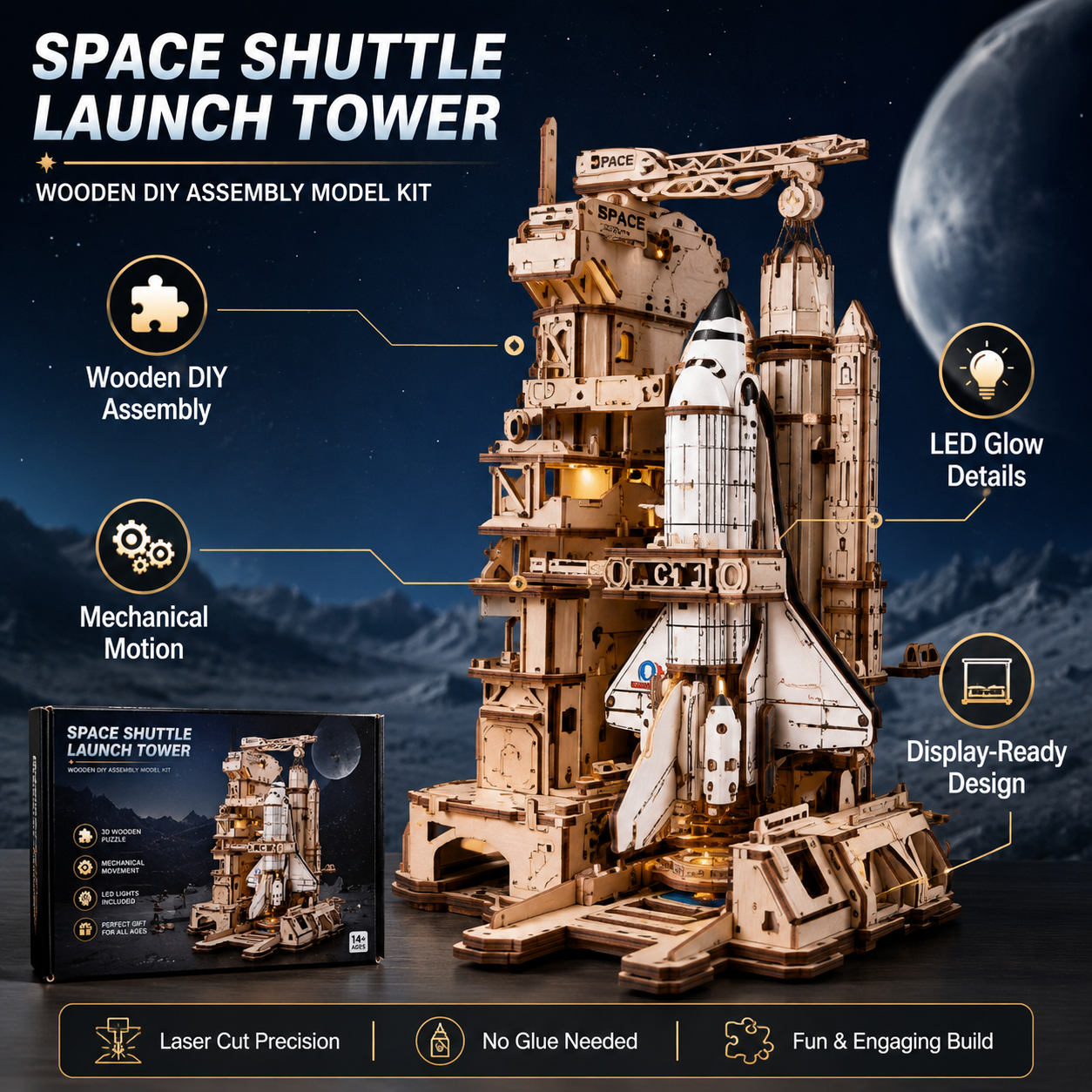 Model Kit Mecha - ROKR 3D Wooden Space Shuttle Model