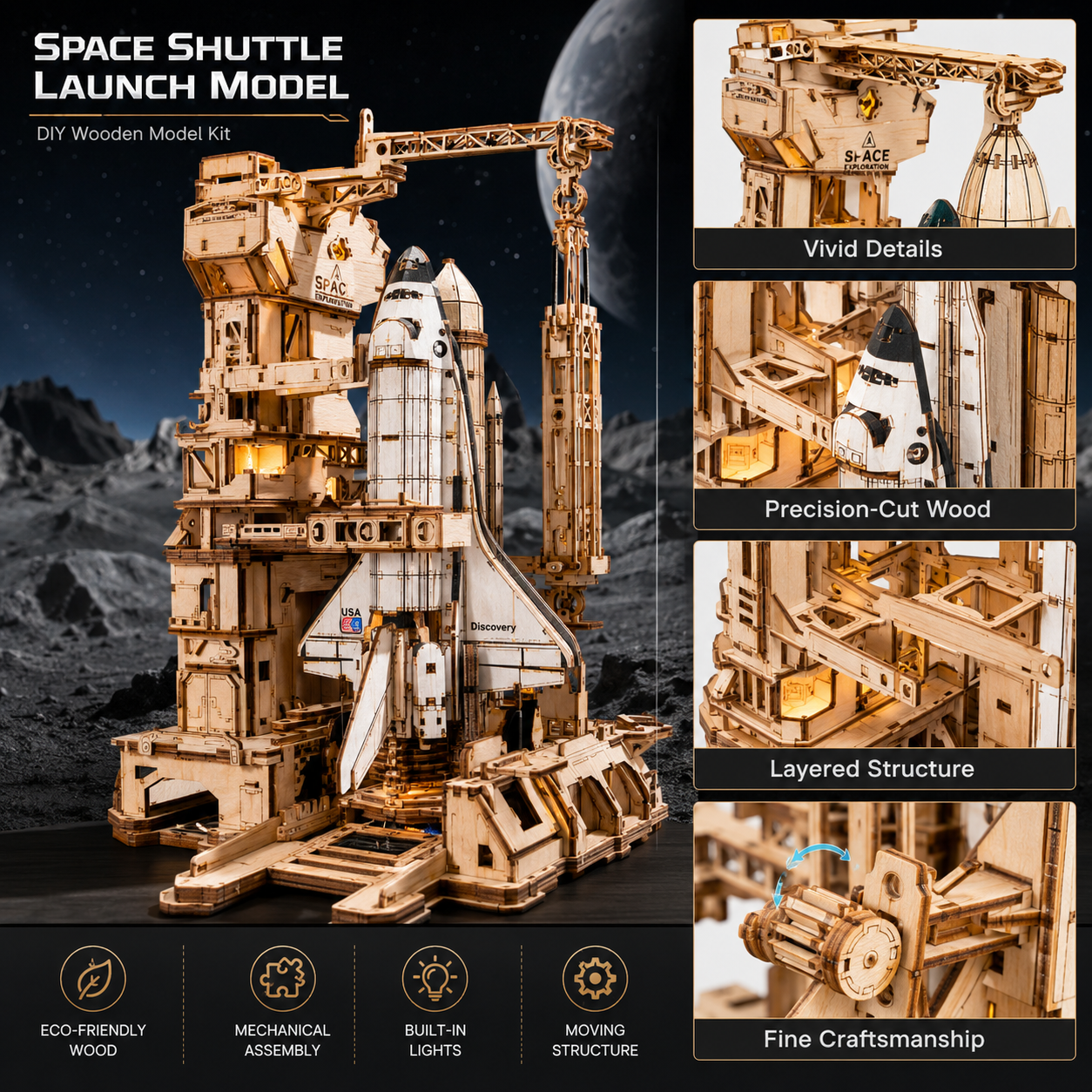 ROKR 3D Wooden Space Shuttle M – Model Kit Mecha recenzja i cena