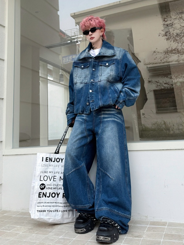 Spring Fashion Retro Denim Jac – Wash Effect Set recenzja i cena