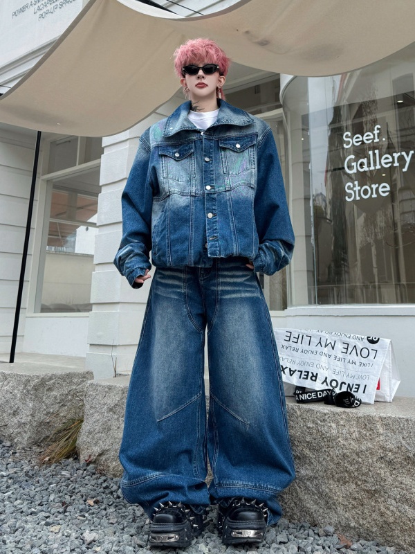 Spring Fashion Retro Denim Jac – Wash Effect Set recenzja i cena